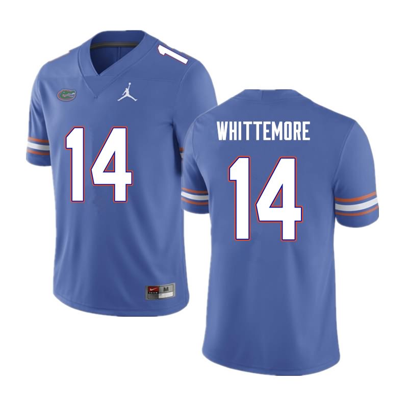 NCAA Florida Gators Trent Whittemore Men's #14 Nike Blue Stitched Authentic College Football Jersey FYJ7064KC